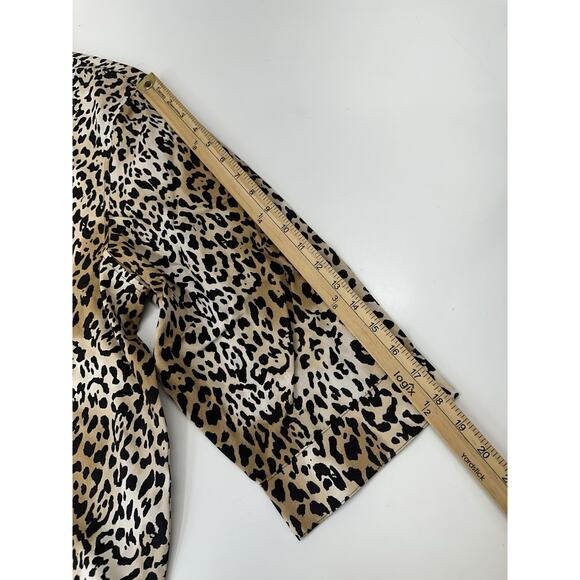 Chicos Womens Shirt Size 4 Brown Effortless Leopard Luxe ButtonUp 3/4 Sleeve NWT - Picture 10 of 13